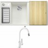 Blanco AXIA III 6 S biela s excentrom + drevená krájacia doska 524647 + Blanco MIDA-S biela 521457