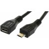 PremiumCord Predlžovacia šnúra microUSB 2.0 čierna, 2m