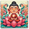 Vymalujsisam.sk Maľovanie podľa čísiel - Veselý Budha Veľkosť: 50x50cm, Rám: Okrúhla kartónová doska