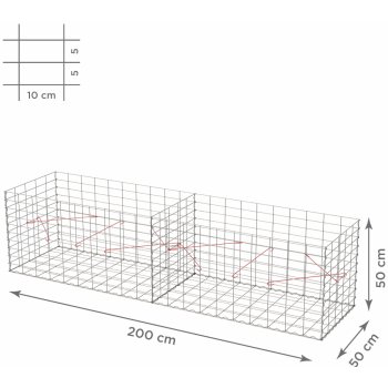 TopStone Gabiónový kôš: 200 x 50 x 50 cm - oko siete 10x5cm