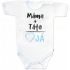 Body krátky rukáv s vtipným textom Baby Nellys, Máma+Táta, veľ. 68, chalan, 68 (3-6m)