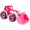 Dětský plastový traktor nakladač, růžový 34cm