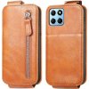 Peňaženkové kožené puzdro Zipper Wallet na Honor X8 5G/X6 - Hnedá