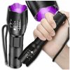 Baterka s LED, zoomom, UV diódou, detektorom jantáru, odolná, silná, FIALOVÁ