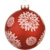 Vianočná ozdoba sklenená guľa s bielym zdobením Ø 10 cm matná červená