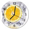 Nástenné sklenené hodiny Oranžová zmrzlina fi 30 cm
