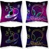 DETEXPOL Obliečka na vankúšik Music Noty svietiaca Bavlna, 40/40 cm