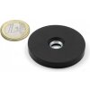 Neodymový magnetický úchyt kruh Ø 57 v. 7,5 mm, M6, sila 21 kg, pogumovaný