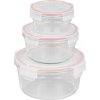 MagicHome Dóza MagicHome, sada 3 ks, sklenená, sklo, okrúhla, s vekom, 370/800/1500 ml