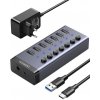 Rozbočovač UGREEN 7v1 USB-C, 7x USB-A 3.0 12V 2A CM481(čierny)