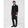 Ombre Men's double-breasted coat with wool and bead appliqués on sleeves - black čierna XL Ombre 5907064551347