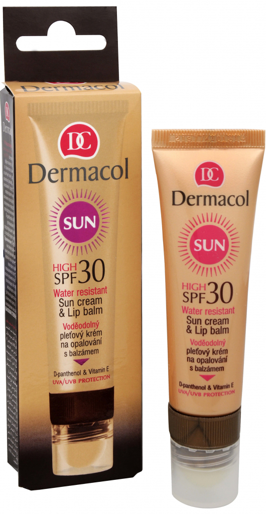 Dermacol Sun vodeodolný pleťový krém na opaľovanie a balzam na pery SPF30 30 ml