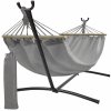 Dvojmiestna záhradná hojdacia sieť hamak so stĺpikmi a stabilným kovovým stojanom