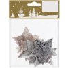 Hviezda na zavesenie z dreva, prírodná, 6 cm, 8 ks
