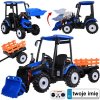 Elektrický traktor pre deti s prednou lyžicou a prívesom – Modrá