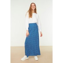 Trendyol Indigo Polka Dot Patterned Bell Woven Skirt modrá biela