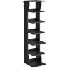 VASAGLE Botník úzky 7 políc s háčikmi čierny