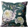 Soovi Home Obliečka na vankúš Botanica Peony – kvetinový vzor pivónií a lupeňov na smaragdovom podklade Veľkosť: 45x45 velúr
