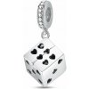 Strieborný prívesok S925 Herná Kocka so Srdiečkami