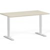 Výškovo nastaviteľný stôl, 140x80 cm, 2 motory, biela podnož, breza