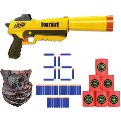 Nerf Fortnite SP-L + terče + sivá šatka + 30 šípok