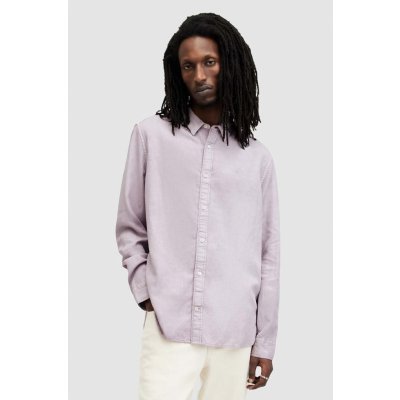 AllSaints l'anová košeľa Laguna LS shirt voľný strih s golierom button-down MS540Z ružová