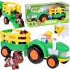 Interaktívny traktor s prívesom, farmárom a zvieratkami Inlea4Fun FARM SET