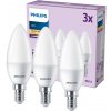 3x LED žiarovka E14 sviečka B35 4,9W = 40W 470lm 2700K teplá biela EC Multipack Philips