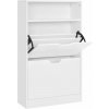 Biela skriňa na topánky s otočnými dvierkami a policou 60x24
