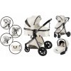 Detský kočík Mama Kiddies Charlie PRO 3v1, biely, hliníkový