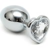 RIMBA BUTT PLUG PLATED STEEL CRYSTAL HEART TRANSPARENT 7,3cm