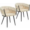 tectake 405332 set jedálenských stoličiek astano zamat, uzlový dizajn - piesková, sada 2 ks