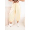 Kesi Dámske široké nohavice s elastickým pásom a viazaním v štýle Aladdin ecru Farba: Žltá, Veľkosť: UNI