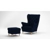 Kreslo ušiak KING III Granátový - MALMO 79 + taburet