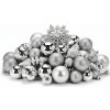 HOMESTYLING Vánoční ozdoby koule sada 57 ks stříbrná KO-CAN304010