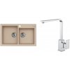 Alveus SET A539 Beige 55 / Chróm SETA539 - Drez Granitový Rock 90 - 780x480mm, vanička 340x400x180mm, 340x350x180mm, Beige 55 + bateria Reno, C