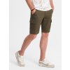 Ombre One-color men's shorts with cargo pockets - dark olive hnedá XL Ombre 5902228956181