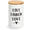 ZELLER Kovová nádoba s bambusovým viečkom 1l, biela Love 10,5x16,5cm
