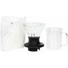 HARIO Immersion Switch Server Set V60-02 čierny - dripper / filter na kávu sklenený s džbánikom