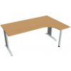 Hobis Pracovný stôl Flex, ergo, ľavý, 180x75,5x120 (80x40) cm, buk/kov