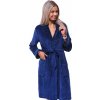 Tmavě modrý sametový hřejivý elegantní i těhotenský župan na kojení 1TB0066 modrá M + První výměna zboží zdarma.