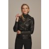 Dámska čierna kožená motorkárska bunda