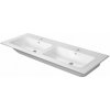 Duravit ME by Starck Dvojumývadlo nábytkové, 130x49 cm, s prepadom, s 2 otvormi na batérie, WonderGliss, biela 23361300001