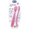 Chicco Soft Silicone lyžička 6m+ Pink 2 ks