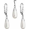 Evolution Group Sada šperkov s perlami Swarovski náušnice a prívesok biela perla slza 39119.1, darčekové balenie