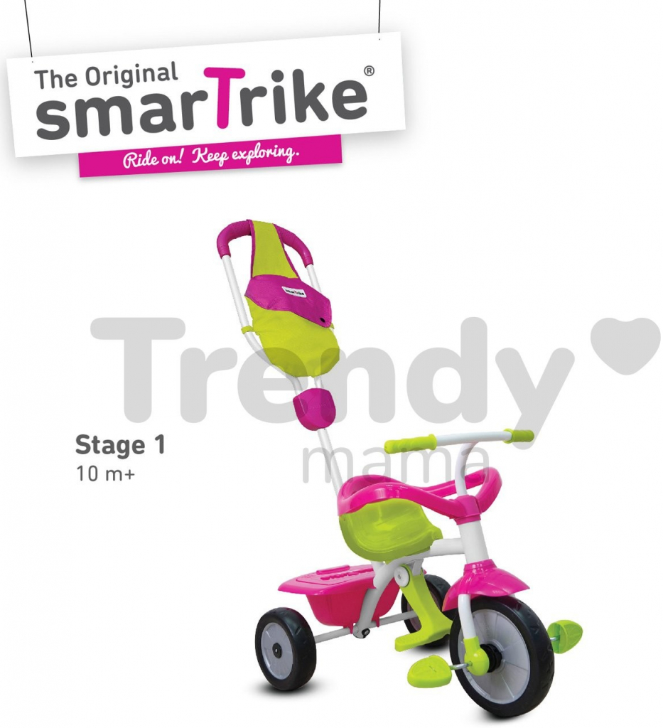 Smart Trike 1470200 Play GL růžová 3v1 ružová s vodiacou tyčou a stupatkami  od 50,99 € - Heureka.sk