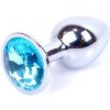 Boss Series Jewellery Silver Plug LIGHT BLUE - strieborný análny kolík s drahokamom 7 x 2,7 cm