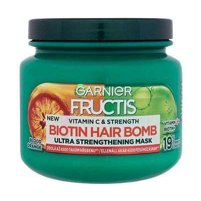 Garnier Fructis Vitamin & Strength Biotin Hair Bomb posilující maska pro slabé vlasy náchylné k vypadávání 320 ml pro ženy