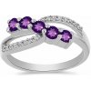 Nefertitis Prsteň strieborný s africkým ametystom a zirkónmi Ag 925 026296 AFAM - 54 mm (US 7), 2,6 g