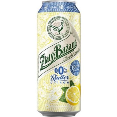 Zlatý Bažant nealko radler Citrón 0% 6 x 0,5 l (plech)